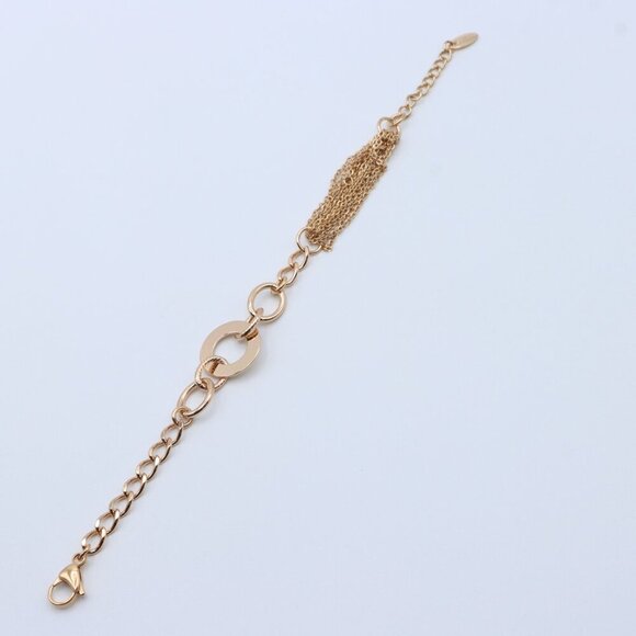 "Modern Rose Gold Bracelet with Circle Charm and Chain Tassel, XPBL1160 - Picture 3 of 3